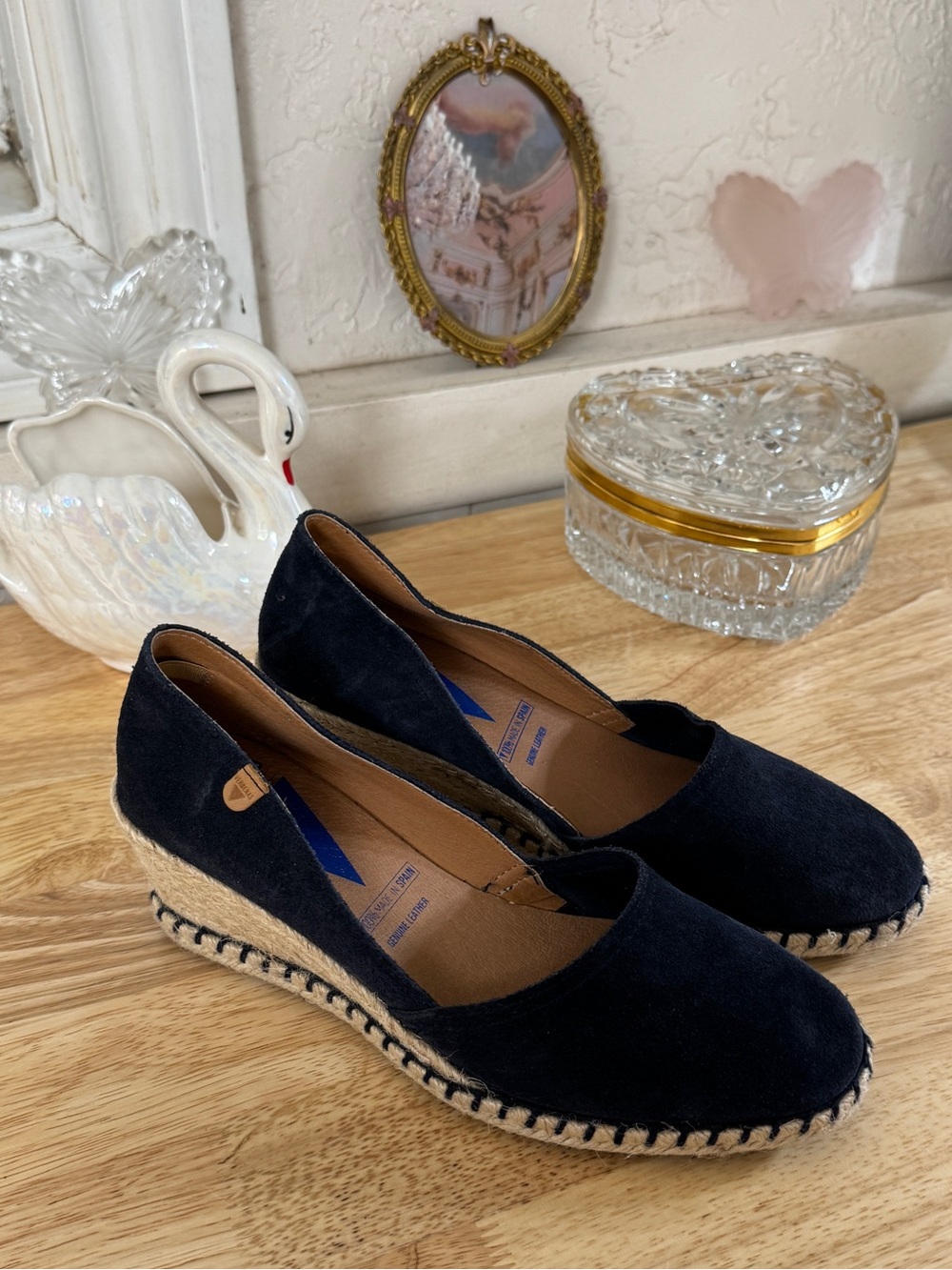 ✨ Verbenas Navy Suede Espadrille Wedges – Size 38 (US 7.5–8) ✨